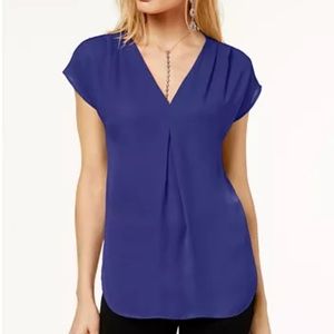 DR2 Royal Blue Vneck Chiffon Top